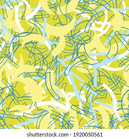 Vector seamless texture background pattern. Hand drawn, yellow, blue and white colors.