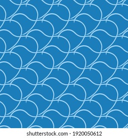 Vector seamless texture background pattern. Hand drawn and blue colors.