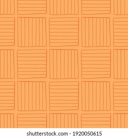 Vector seamless texture background pattern. Hand drawn and orange colors.