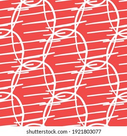 Vector seamless texture background pattern. Hand drawn, red and white colors.