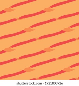 Vector seamless texture background pattern. Hand drawn, orange and red colors.