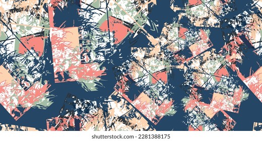 Vector seamless texture background. Pattern art illustration design. Grunge watercolor style. Artistic retro fabric print decoration