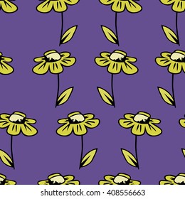 Vector seamless texture background for wrapping paper. Chamomile daisy flower decoration pattern design