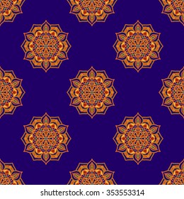 Vector seamless texture. Beautiful colored pattern for design and fashion with decorative elements. Ethnic oriental motifs