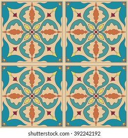 Vector seamless texture. Beautiful colored pattern for design and fashion with decorative elements. Portuguese tiles, Azulejo, Talavera, Moroccan ornaments