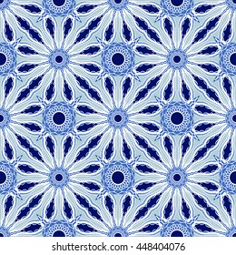 Vector seamless texture. Beautiful colored pattern for design and fashion with floral mandalas. Indian, asian, oriental ornaments and motifs