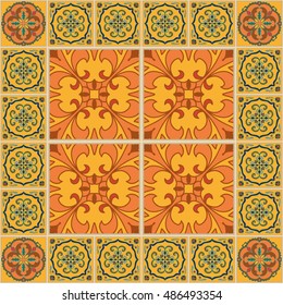Vector seamless texture. Beautiful colored pattern for design and fashion with decorative elements. Portuguese tiles, Arabic, Talavera, Moroccan ornaments