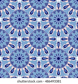 Vector seamless texture. Beautiful colored pattern for design and fashion with decorative elements. Ethnic oriental motifs
