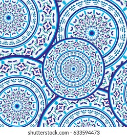 Vector seamless texture. Beautiful  pattern for design and fashion with decorative elements. Portuguese tiles, 