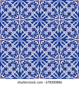 Vector seamless texture. Beautiful pattern for design and fashion with decorative elements. Portuguese tiles, Azulejo, Moroccan ornaments 