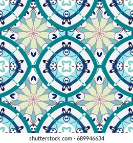 Vector seamless texture. Beautiful  pattern for design and fashion with decorative elements. Portuguese tiles, 