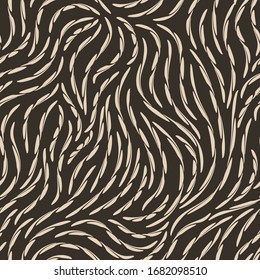 Vector textura transparente de color beige a partir de patrones abstractos fluidos aislados sobre un fondo marrón. Patrón para imprimir en tela o papel de envoltura. Sencillo adorno de formas abstractas