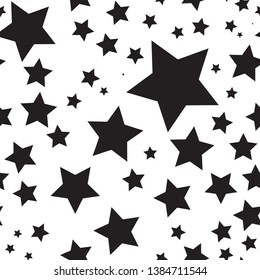 Vector seamless texture with black stars on a white background