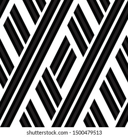 Vector seamless texture with black and white bands. Vector seamless pattern. 