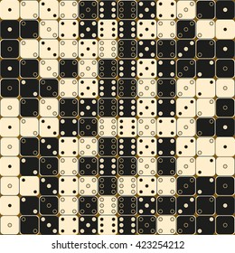 vector seamless texture in black and white dice, arranged in random order. it can be used for wrapping paper, wall paper, fabrics, etc.