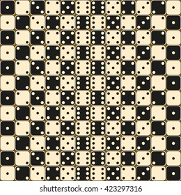 vector seamless texture of black and white dice, arranged in a staggered order. it can be used for wrapping paper, wall paper, fabrics, etc.