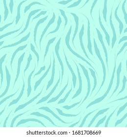 Vector seamless texture of blue color from lines with heterogeneous edges on a marine background. The pattern for printing on fabric or wrapping paper. Simple ornament in a linear style