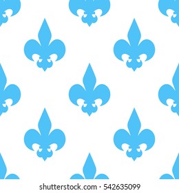 Vector seamless texture of blue heraldic lily