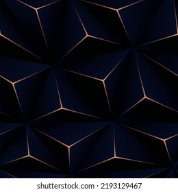 Vector seamless texture of a blue triangle with glowing peaks. 3D effect
