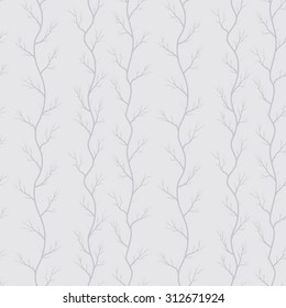 Vector seamless texture of the branches on the grey background