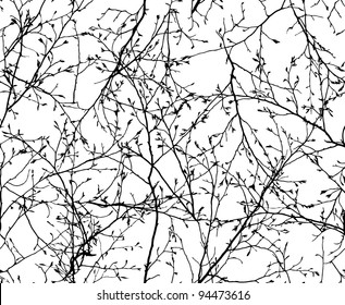 vector seamless texture of the branches on the white background