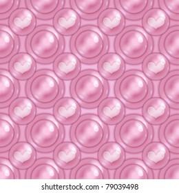 vector seamless texture with bubbles and hearts