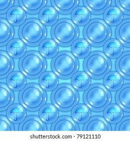 vector seamless texture with bubbles and umbrellas
