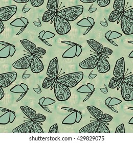 Vector seamless texture with butterflies. Eps-8