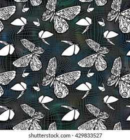 Vector seamless texture with butterflies. Eps-8