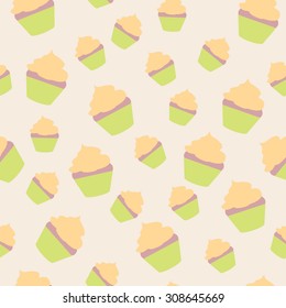 Vector seamless texture of the cakes on a light background