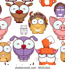 Vector seamless texture with cartoon animals.