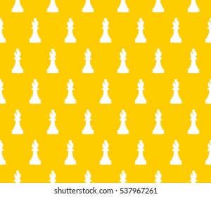 Vector seamless texture with chess pieces-bishop.Flat design. Yellow background.