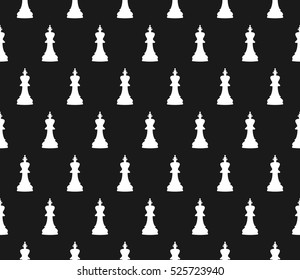 Vector seamless texture with chess pieces.Flat design. Black background.