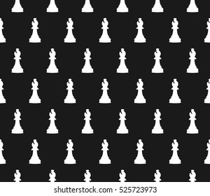 Vector seamless texture with chess pieces.Flat design. Black background.
