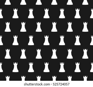 Vector seamless texture with chess pieces.Flat design. Black background.
