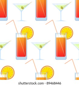 Vector seamless texture with cocktails and martini.