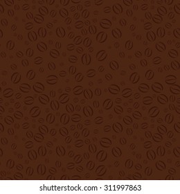 Vector seamless texture of the coffee on the brown background