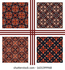 Vector seamless texture collection. Colorful backgrounds with ethnic oriental ornament. Ornamental decorative patterns