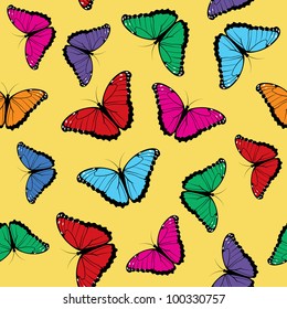 Vector seamless texture with a lot of color butterflies