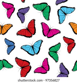Vector seamless texture of color butterflies