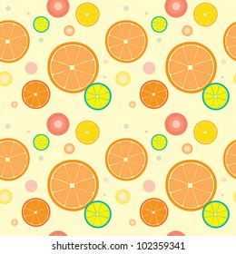 Vector seamless texture with color oranges slices