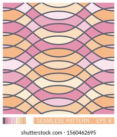 Vector seamless texture. Colored stained glass window. Pattern from wavy interlacing lines.