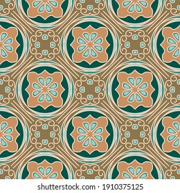 Vector seamless texture. Colorful background with ethnic oriental ornament. Ornamental decorative pattern