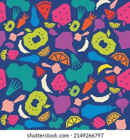 Vector Seamless texture consist of fruits and vegetables. Vector illustration pattern