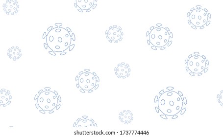 Vector seamless texture with coronaviruses. Pattern Covid-19 viruses, line-art style, white background.