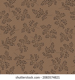 Vector seamless texture of craft paper background with branches pattern. Brown cardboard sheet for wrapping, abstract pattern.