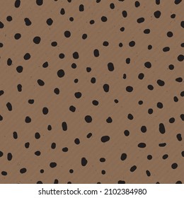 Vector seamless texture of craft paper background with circle dots pattern. Brown cardboard sheet for wrapping, abstract pattern.