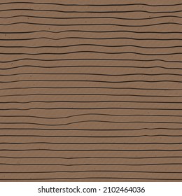Vector seamless texture of craft paper background with black stripes pattern. Brown cardboard sheet for wrapping, abstract pattern.