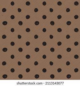 Vector seamless texture of craft paper background with scriblle polka dot pattern. Brown cardboard sheet for wrapping, abstract pattern.