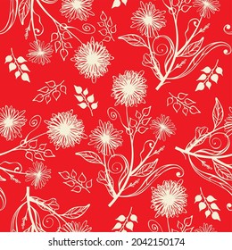 Vector seamless texture with dandelion patterns.